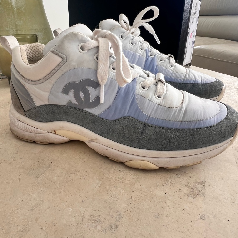 CHANEL  light blue sneakers in size 37
